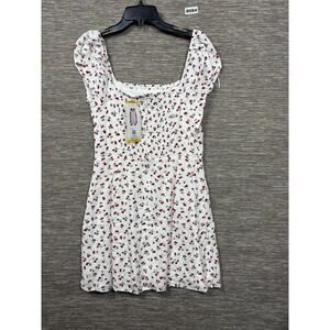 Aeropostale Dress Womens Medium White Cherry Print Square Neck Mini Sundress